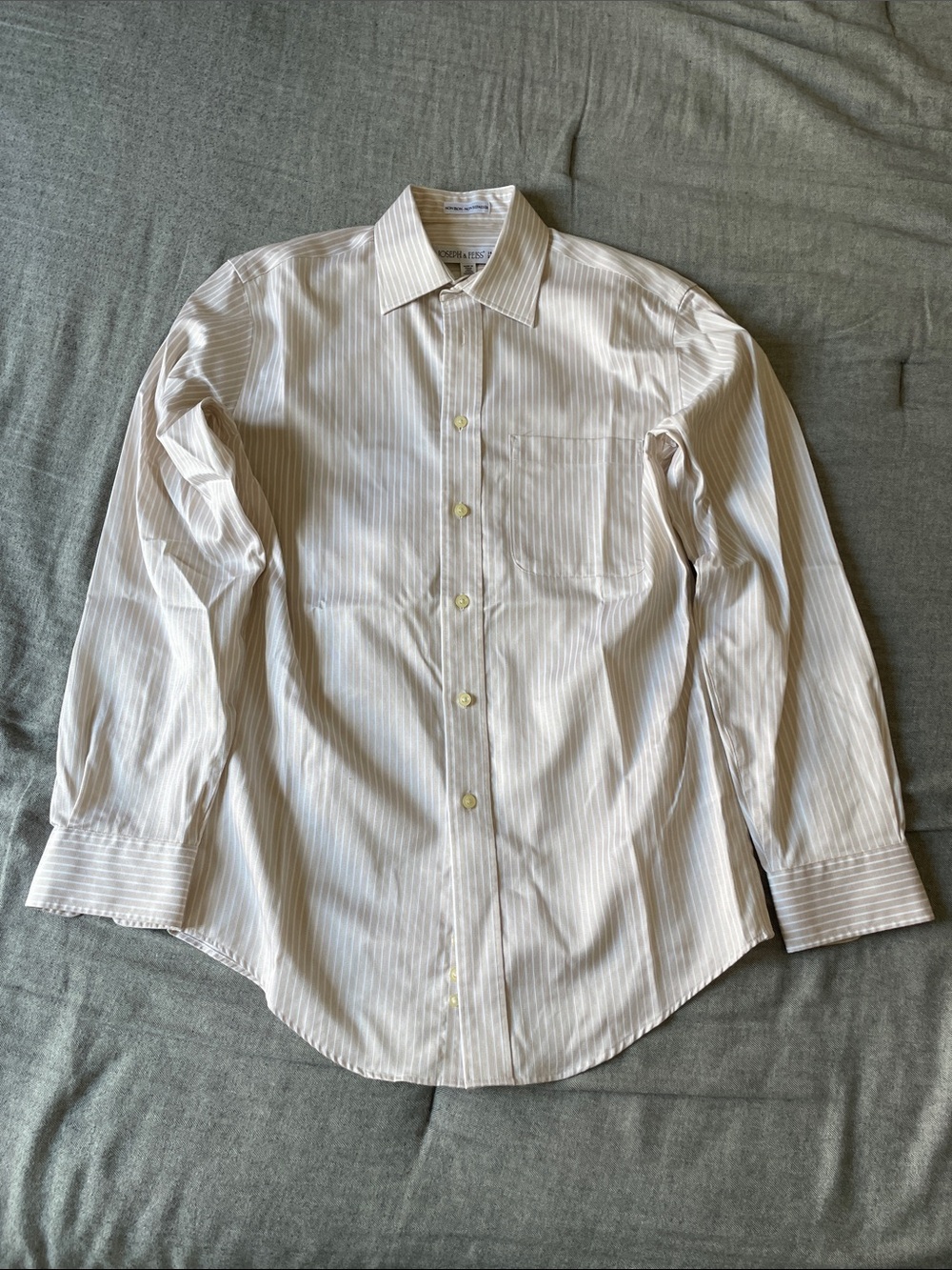 Joseph & Feiss Men's Cream Striped Dress Shirt